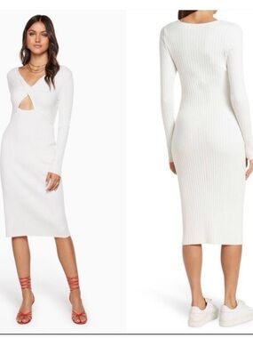 NWT Ramy Brook Pilar Rib Knit Dress White Size M